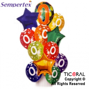 SET DE GLOBOS NUMEROS MULTICOLOR NRO 0 12 UNIDADES X 1